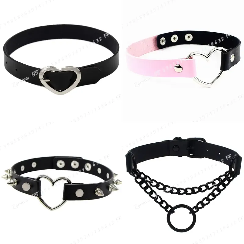 Goth Punk Spike Choker - สร้อยคอโชคเกอร์สไตล์ฮาราจูกุ พังก์ร็อก กอธิค สำหรับผู้หญิง สร้อยคอหนัง PU