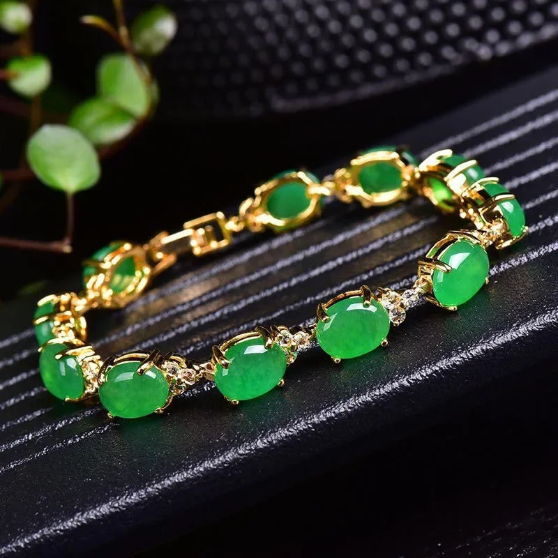 Bracelets - หยกสีเขียวธรรมชาติ Agate LOVE สร้อยข้อมือลูกปัดกําไลข้อมือ Charm เครื่องประดับโยคะ