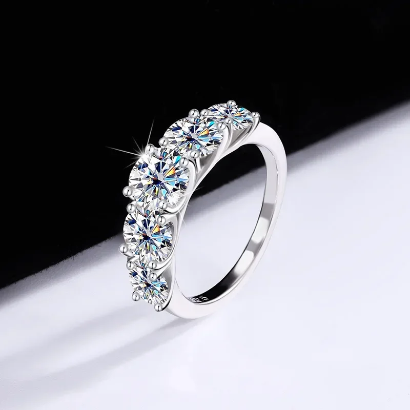 Moissanite Engagement Ring 1 Carat - แหวนแต่งงานทองคําขาว 18K หรูหราสําหรับผู้หญิง - ฝังประกาย 5
