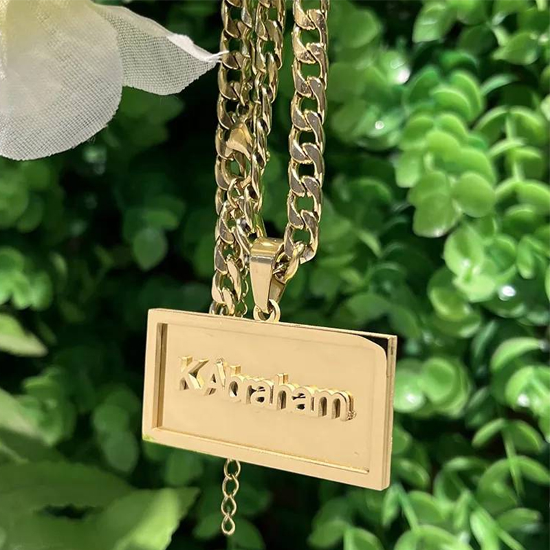 Custom Name Necklace Stainless Steel - สร้อยคอแนวฮิปฮอปสำหรับผู้ชายผู้หญิงสร้อยคอเชื่อมสองชั้นทำจากสเตนเลสสตีลหนาลายคลื่นฟิกาโรเป็นของขวัญตามต้องการ