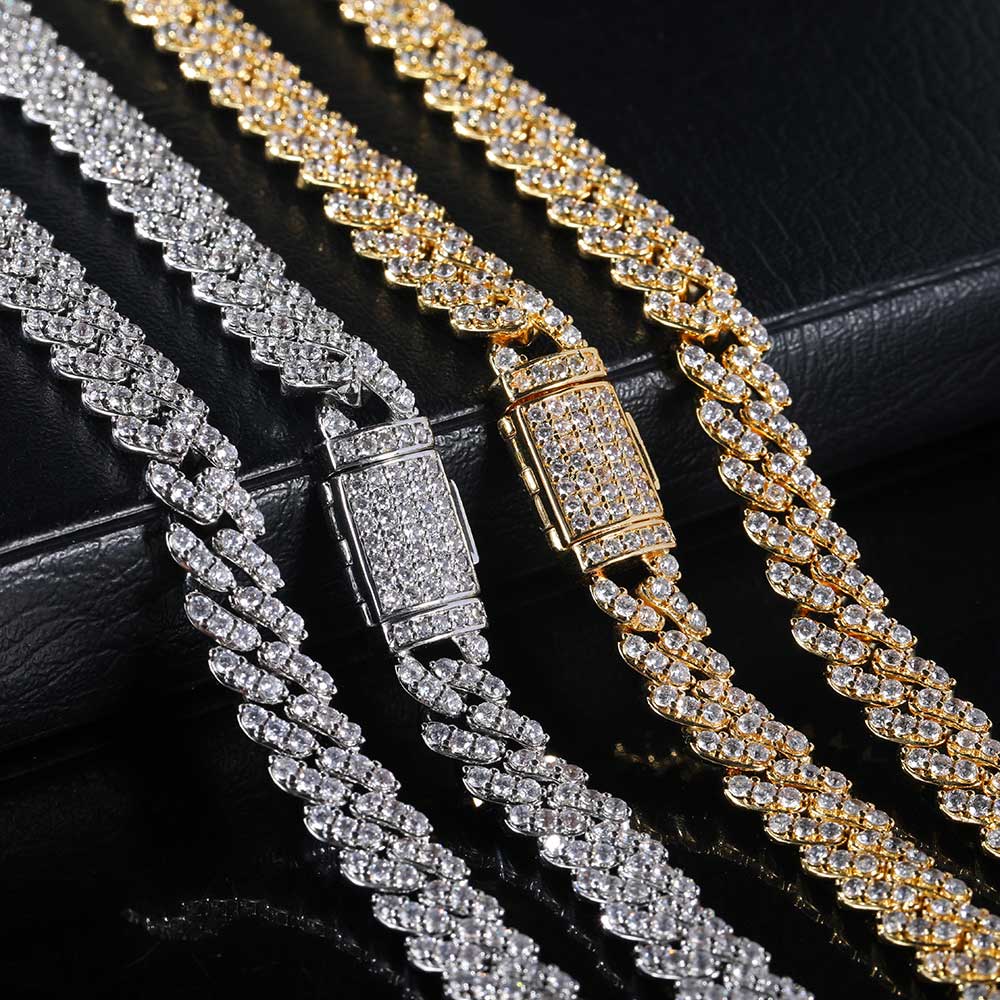 Cuban Link Chain 12Mm - สร้อยคอผู้หญิงประดับเพชรซิร์คอน 8 มม. 1 แถว สร้อยคอผู้ชายประดับเพชรซิร์คอน