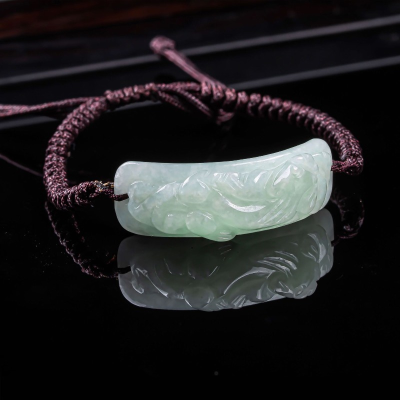 Bracelets - กำไลหยกพม่าแกะสลักลายปี่เซียะ งานถักมือ หยกธรรมชาติ กำไลข้อมือ เครื่องประดับแฟชั่นวินเทจ เครื่องประดับแท้