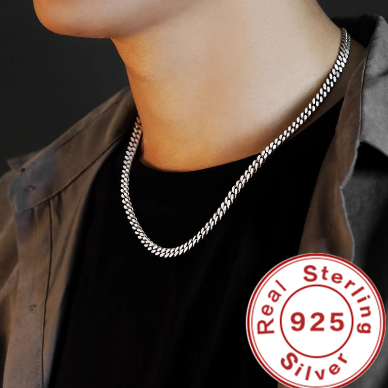Cuban Link Chain 12Mm - Original 925 เงินสเตอร์ลิง 8MM Cuban สร้อยคอผู้ชายผู้หญิงงานแต่งงานเครื่องประดับ