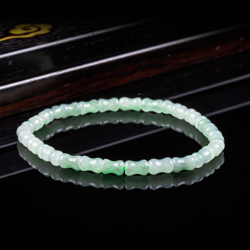 Bracelets - สร้อยข้อมือและสร้อยคอหยกแท้ธรรมชาติใหม่ แกะสลักลายไม้ไผ่ เครื่องประดับหยกแท้ ของขวัญแฟชั่นสำหรับผู้หญิงและผู้ชาย พร้อมใบรับรอง