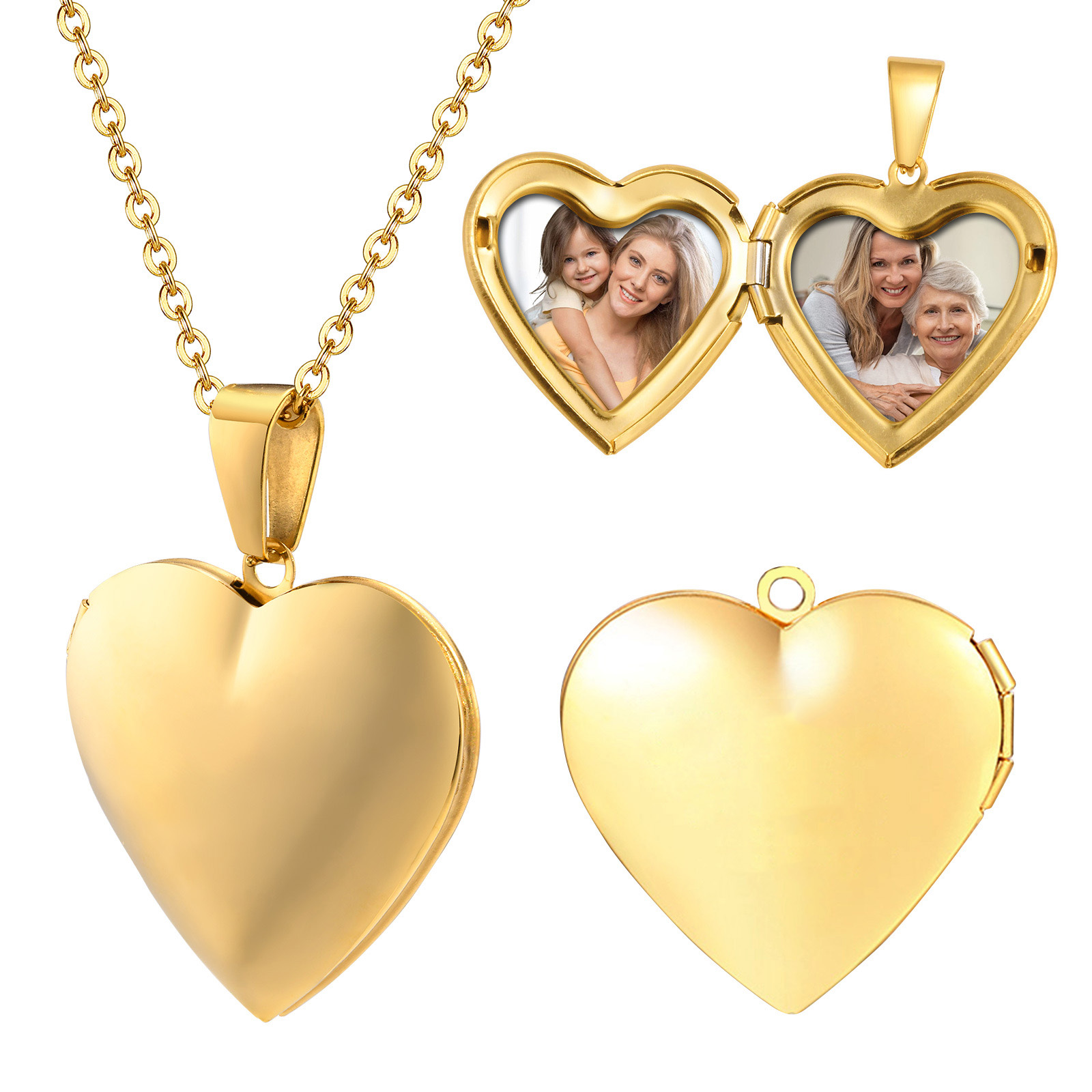 Heart Locket Necklace Photo - เครื่องประดับสแตนเลสหัวใจ Locket ภาพหน่วยความจํา Photo CUSTOM ชื่อวันที่สร้อยคอสําหรับแฟนผู้หญิงของขวัญวันวาเลนไทน์