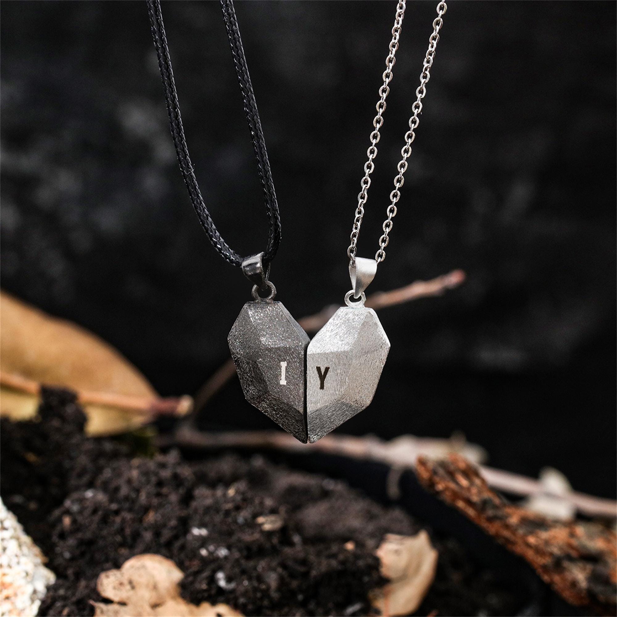 Magnetic Couple Matching Necklaces - ชุดสร้อยคอแม่เหล็กรูปหัวใจสำหรับคู่รัก, สร้อยคอคู่ที่เข้าชุดกัน, เครื่องประดับคู่รักแบบปรับแต่งได้, ของขวัญวันเกิดหรือคริสต์มาสสำหรับเขา