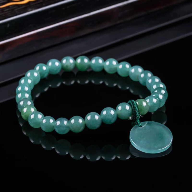 Bracelets - หยกธรรมชาติสีน้ำเงิน ลูกปัดไม่มีตำหนิ สร้อยข้อมือถักมือ เครื่องประดับหรูหรา เครื่องประดับแฟชั่น เครื่องราง