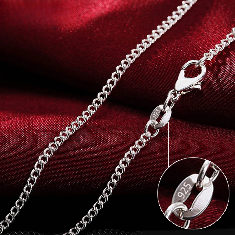 Cuban Link Chain 12Mm - 925 เงินสเตอร์ลิง 40-75 ซม.ยาว 2 มม.กว้างสร้อยคอสร้อยคอผู้หญิงแฟชั่นงานแต่งงานเครื่องประดับ