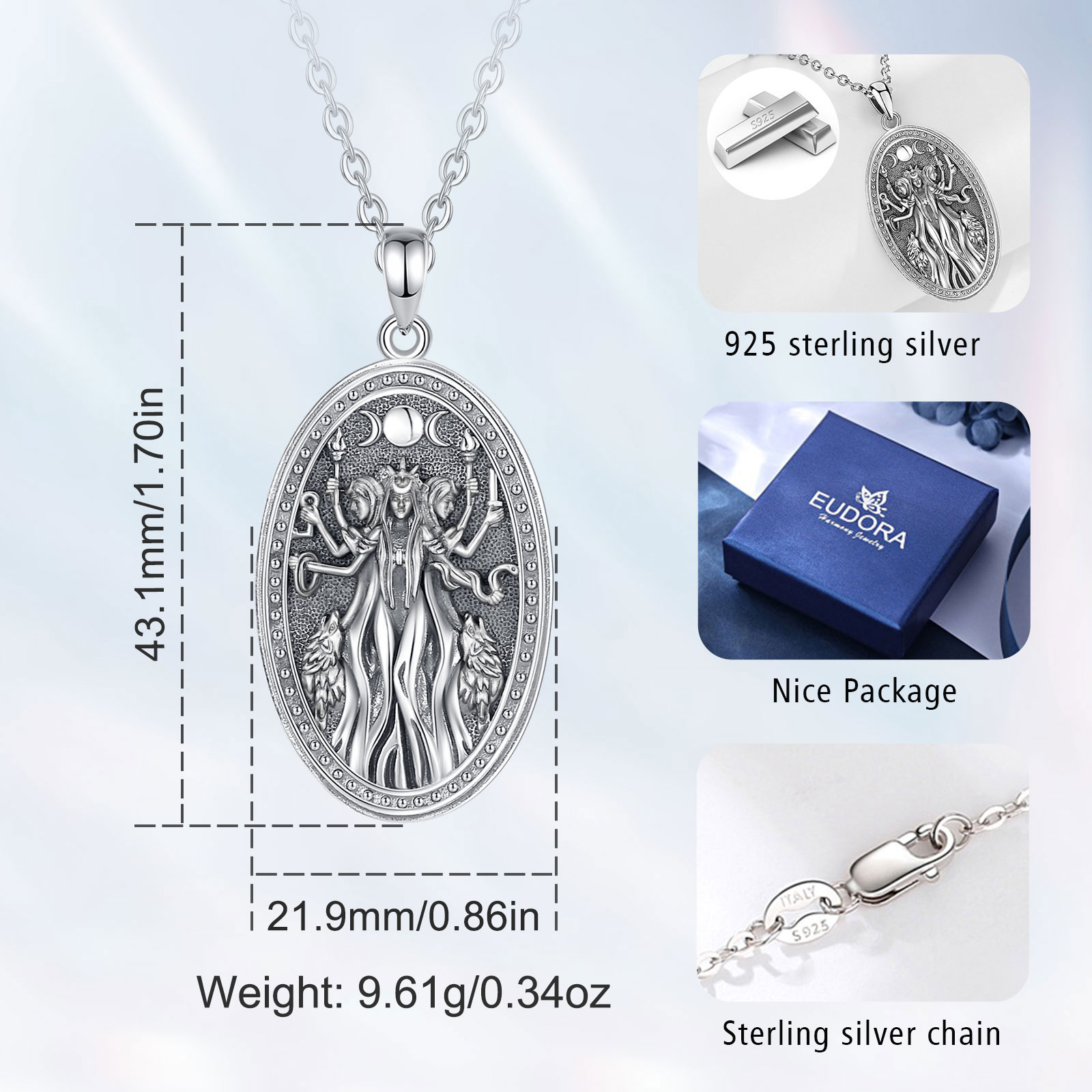 Eudora 925 เงินสเตอร์ลิง Tripl - 925 Sterling Silver Chain Necklace Men บทวิจารณ์และราคา