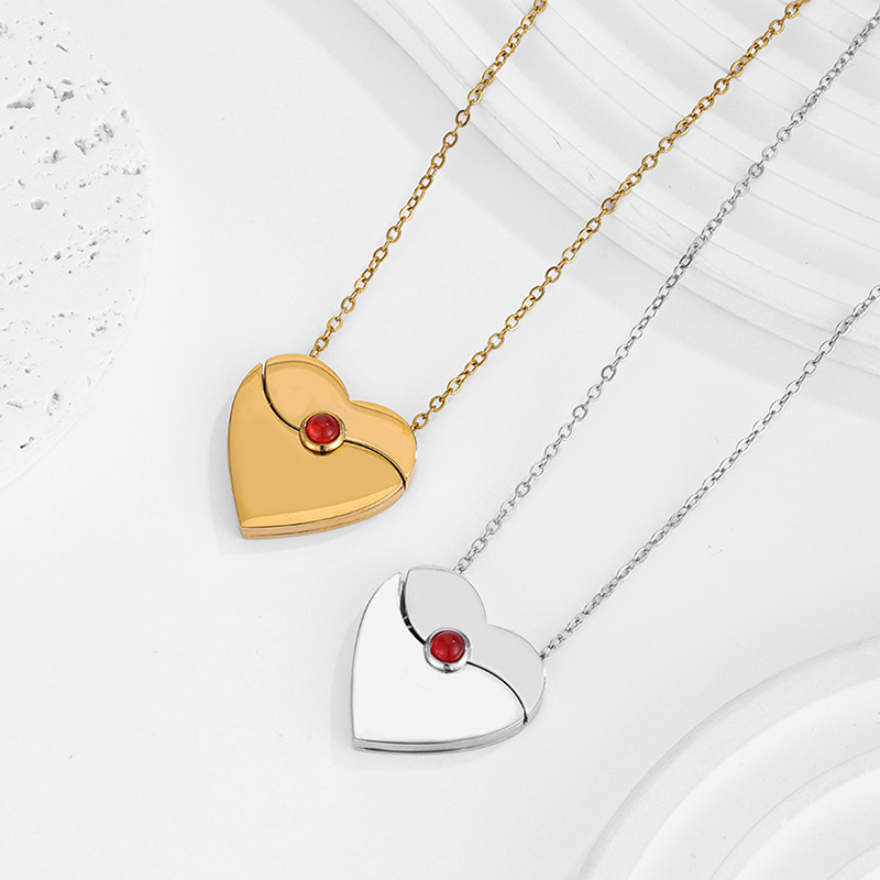 สร้อยคอจี้รูปหัวใจแบบปรับแต่งไ - Heart Locket Necklace Photo บทวิจารณ์และราคา