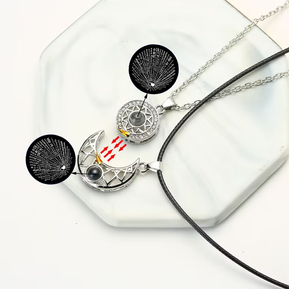 แฟชั่นคู่สร้อยคอดวงอาทิตย์ดวงจ - Magnetic Couple Matching Necklaces บทวิจารณ์และราคา