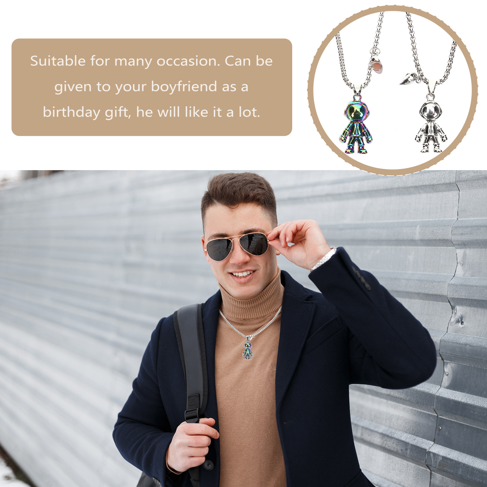 สร้อยคอคู่รัก 1 คู่ จี้รูปนักบ - Magnetic Couple Matching Necklaces บทวิจารณ์และราคา