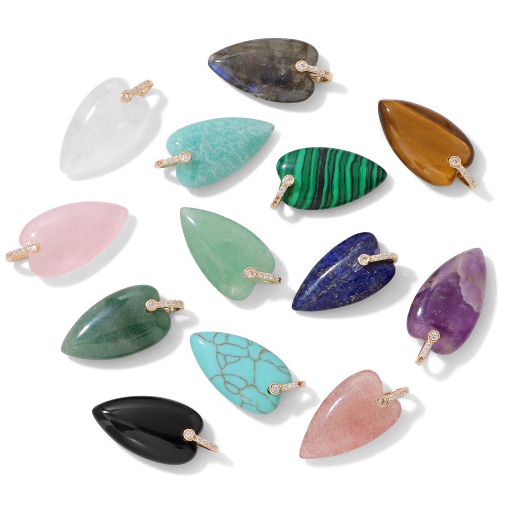 จี้หินธรรมชาติรูปหัวใจ 2 ชิ้น, - Crystal Pendant Necklace Natural Stone บทวิจารณ์และราคา