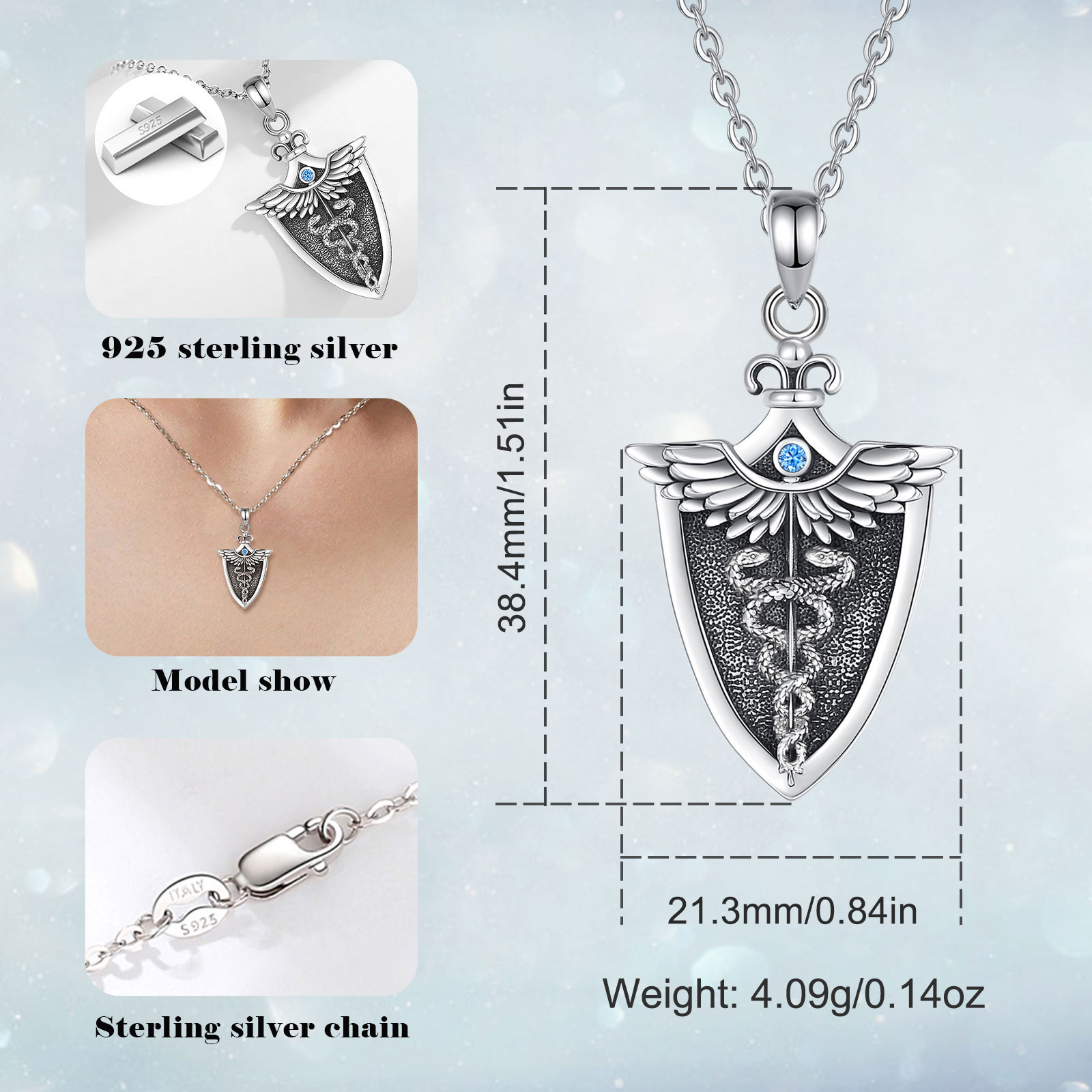 Eudora สร้อยคอคาดูเชียสเงินสเต - 925 Sterling Silver Chain Necklace Men บทวิจารณ์และราคา