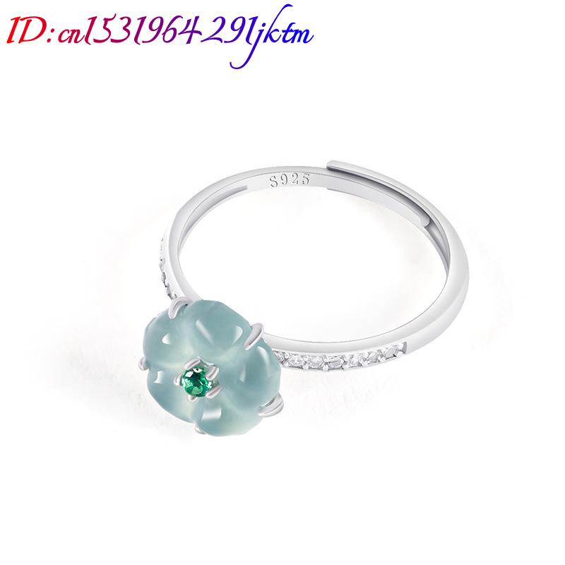 แหวนหยกพม่าสีฟ้า 925 เงินแท้ ห - Rings บทวิจารณ์และราคา