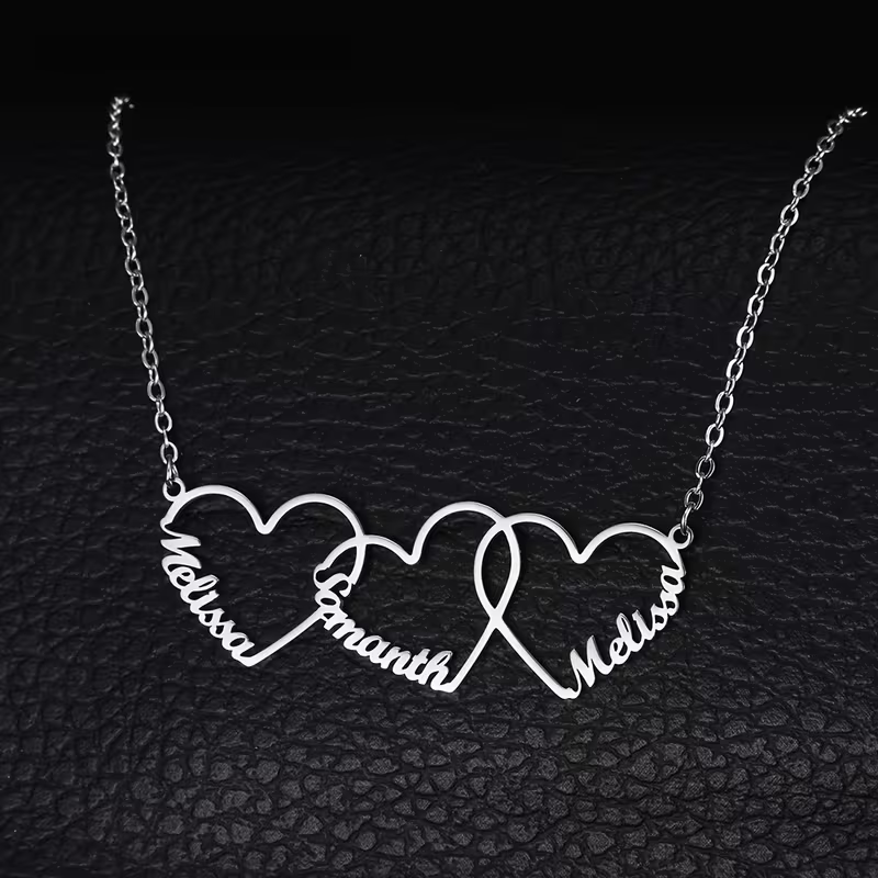 สร้อยคอจี้รูปหัวใจเชื่อมต่อกัน - Custom Name Necklace Stainless Steel บทวิจารณ์และราคา