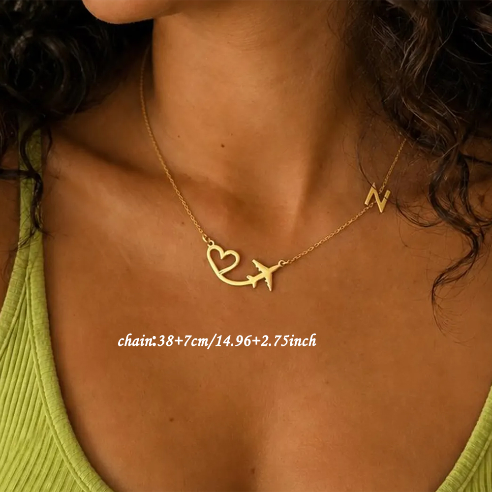 สร้อยคอจี้รูปเครื่องบินรูปหัวใ - Custom Name Necklace Stainless Steel บทวิจารณ์และราคา