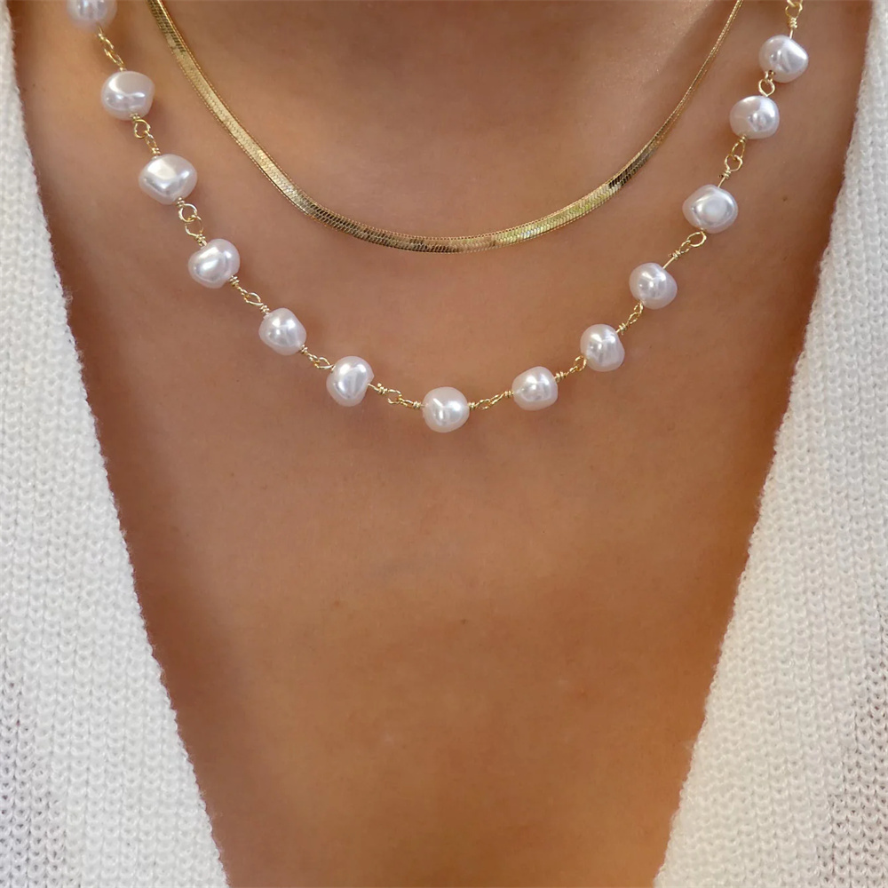 สร้อยคอคริสตัลทรงเรขาคณิตแผ่นท - Pearl Choker Necklace Vintage บทวิจารณ์และราคา