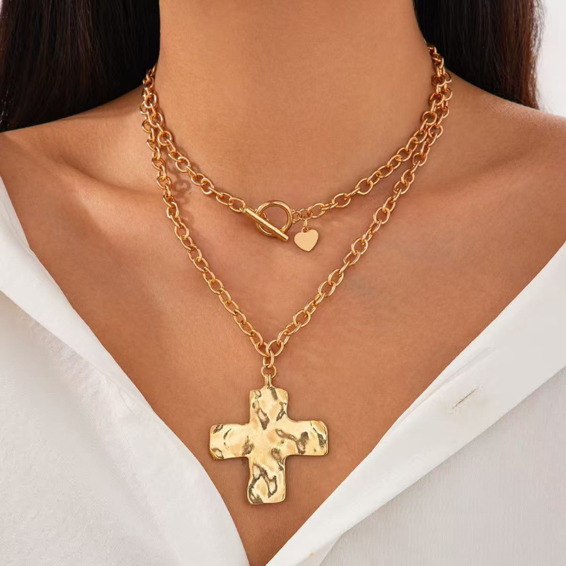 สร้อยคอทองคำชุบแบบหนา ดีไซน์กา - Cross Pendant Necklace Gold บทวิจารณ์และราคา