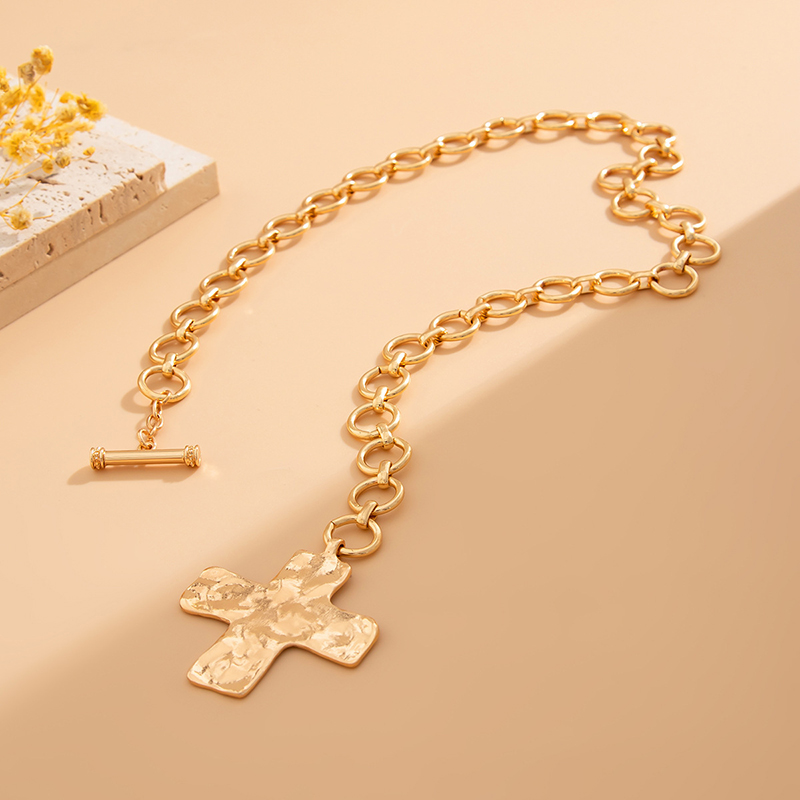 สร้อยคอทองคำชุบแบบหนา ดีไซน์กา - Cross Pendant Necklace Gold บทวิจารณ์และราคา