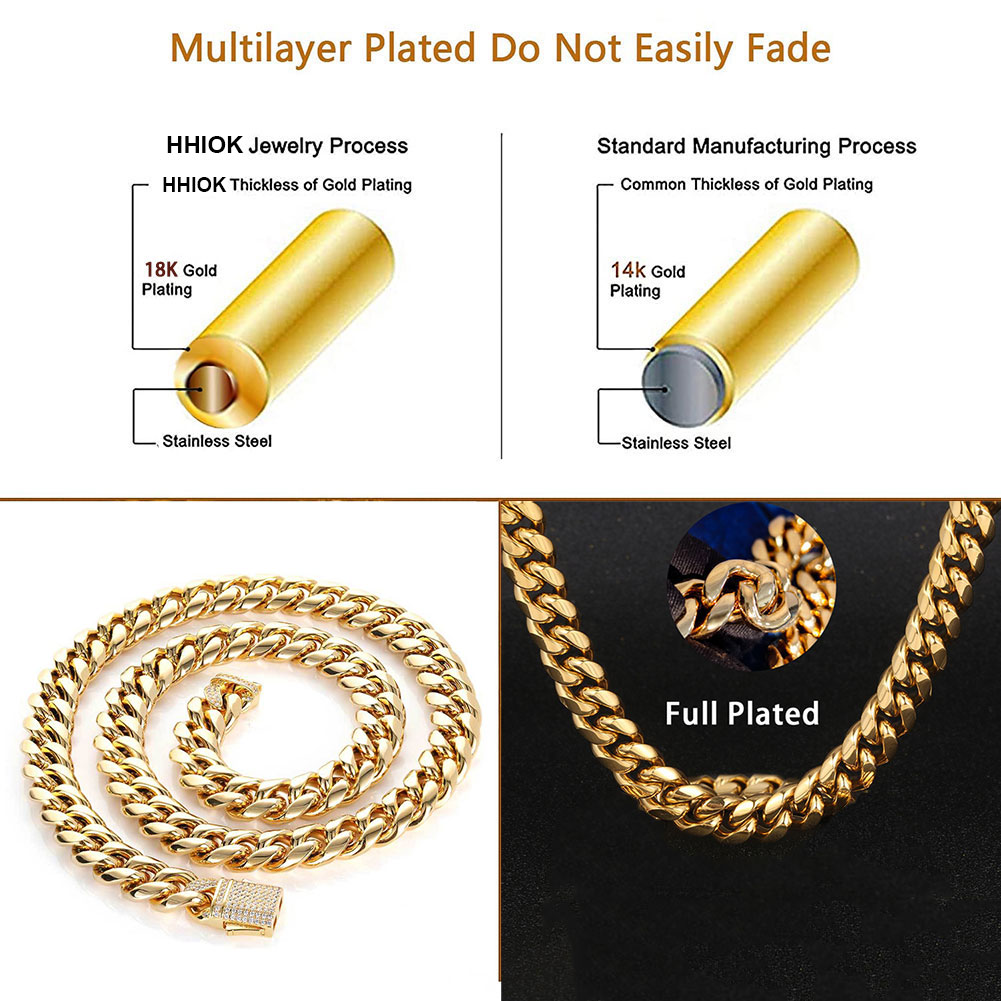 Gold Plated Mens Heavy Miami C - Cuban Link Chain 12Mm บทวิจารณ์และราคา