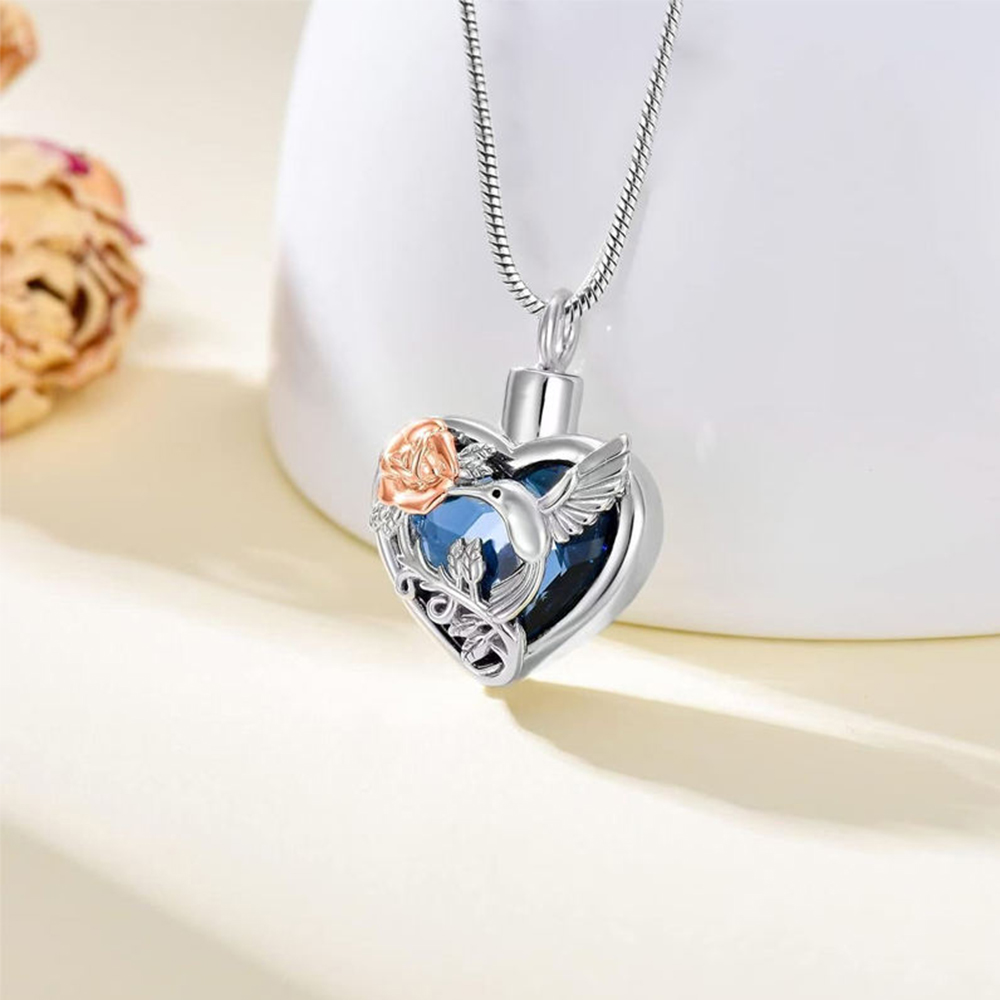 Hummingbird Heart Urn Locket ส - Heart Locket Necklace Photo บทวิจารณ์และราคา