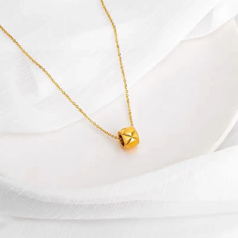 สร้อยคอจี้ลูกปัดกลมรูปสี่เหลี่ - Cross Pendant Necklace Gold บทวิจารณ์และราคา