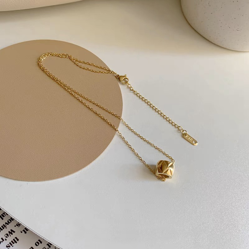 สร้อยคอจี้ลูกปัดกลมรูปสี่เหลี่ - Cross Pendant Necklace Gold บทวิจารณ์และราคา