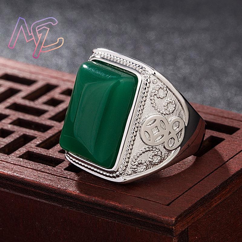 แหวนหยกธรรมชาติสีเขียว เครื่อง - Rings บทวิจารณ์และราคา