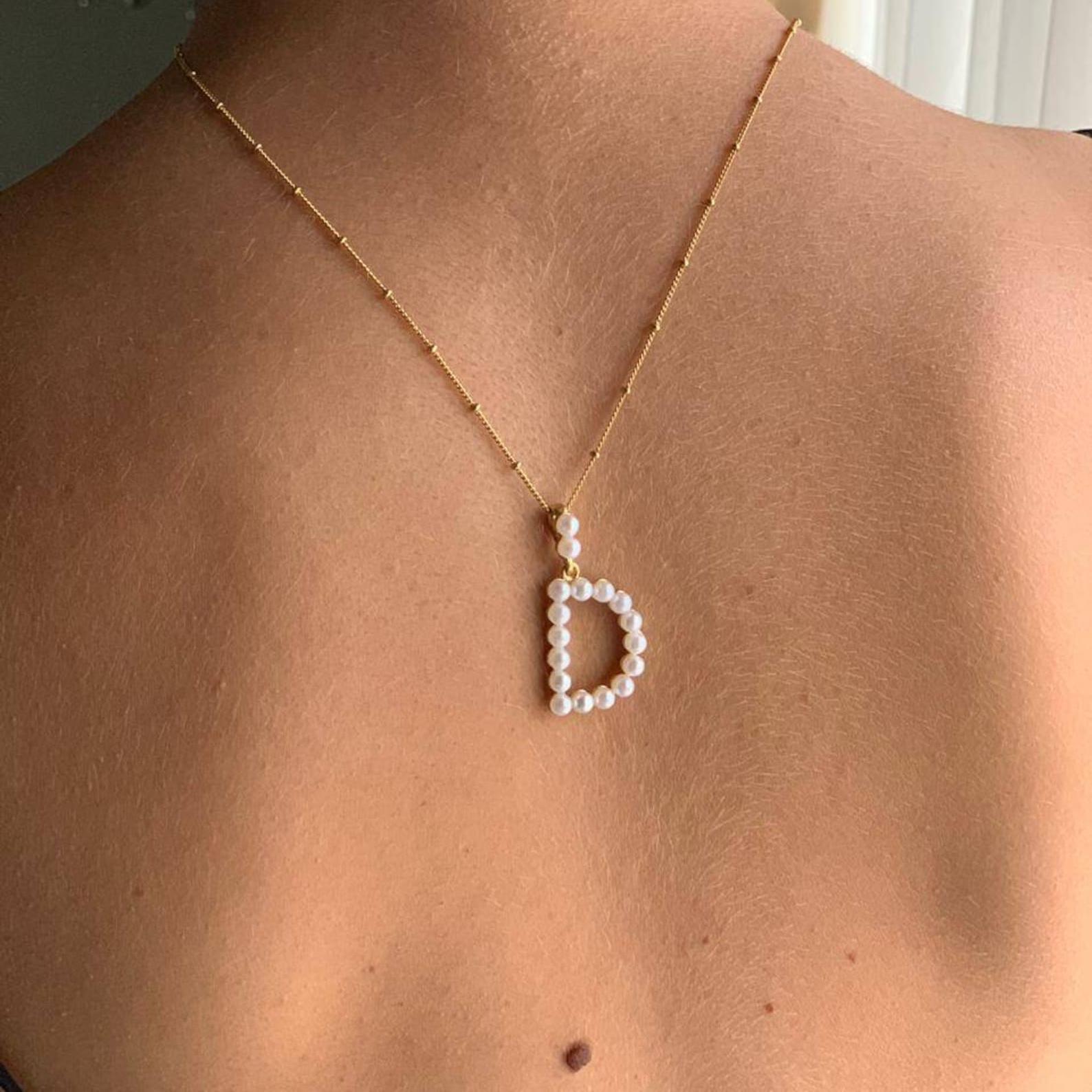 สร้อยคอไข่มุกเริ่มต้นแบบเป็นชั - Custom Name Necklace Stainless Steel บทวิจารณ์และราคา