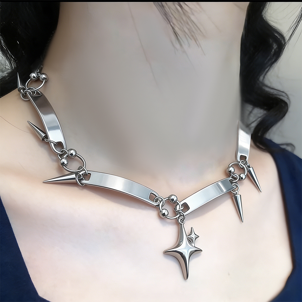 สร้อยคอแบบโชคเกอร์สไตล์ Y2K ปร - Goth Punk Spike Choker บทวิจารณ์และราคา