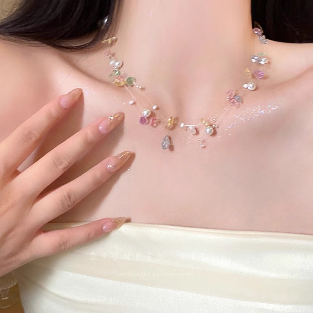 สีสันปลาดาว SHELL Pearl Choker - Layered Pendant Necklace Aesthetic บทวิจารณ์และราคา