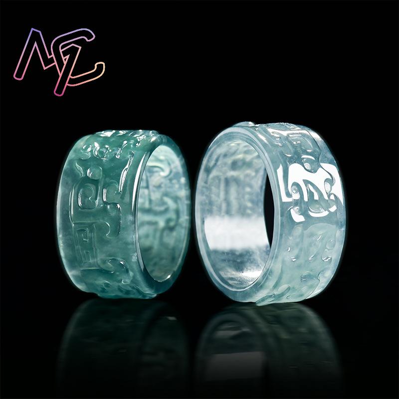 พม่า Jadeite Taotie แหวนแฟชั่น - Rings บทวิจารณ์และราคา