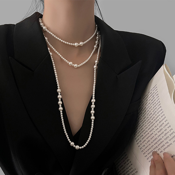 สร้อยคอมุกยาวหลายชั้นวินเทจสำห - Pearl Choker Necklace Vintage บทวิจารณ์และราคา