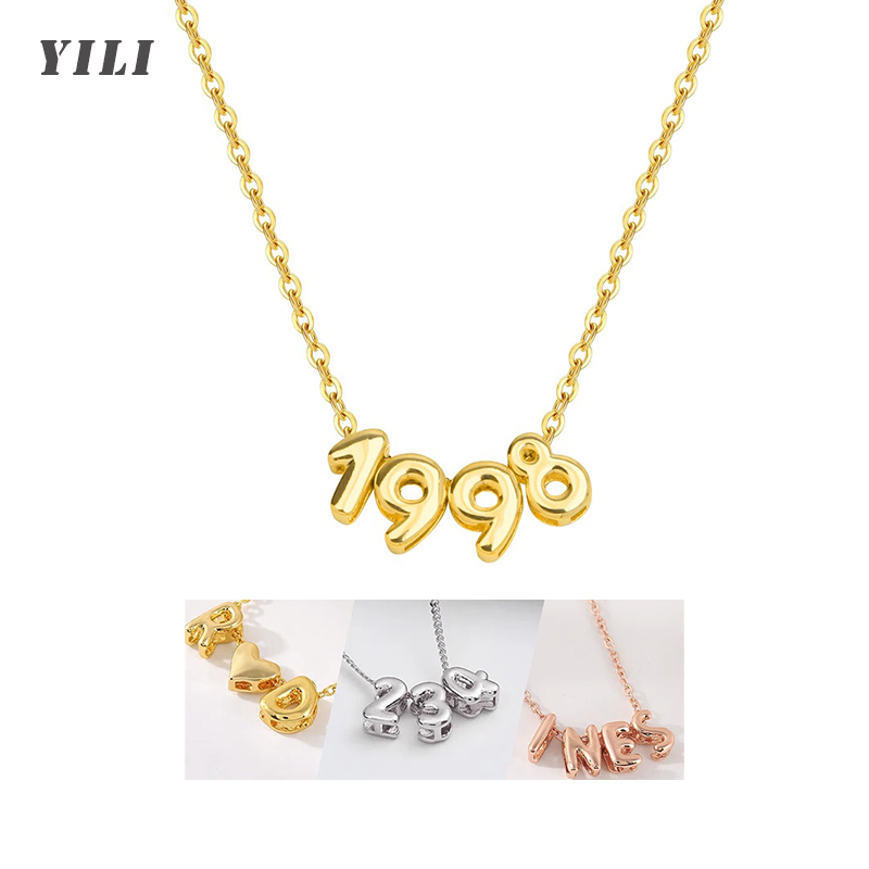 สร้อยคอตัวอักษร 3 มิติแบบฟองสบ - Initial Letter Necklace 18K Gold บทวิจารณ์และราคา