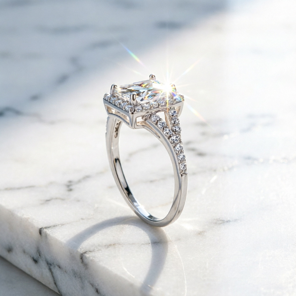 แหวนมอยส์ซาไนต์ 1 กะรัต เงินแท - Moissanite Engagement Ring 1 Carat บทวิจารณ์และราคา