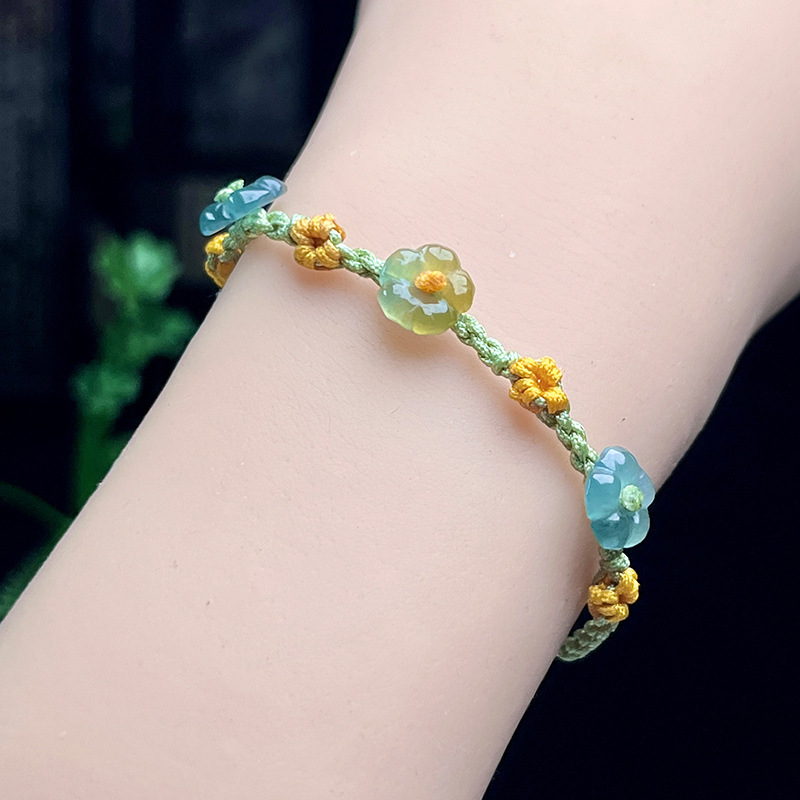 มุกหยกพม่าสร้อยข้อมือดอกไม้เคร - Bracelets บทวิจารณ์และราคา