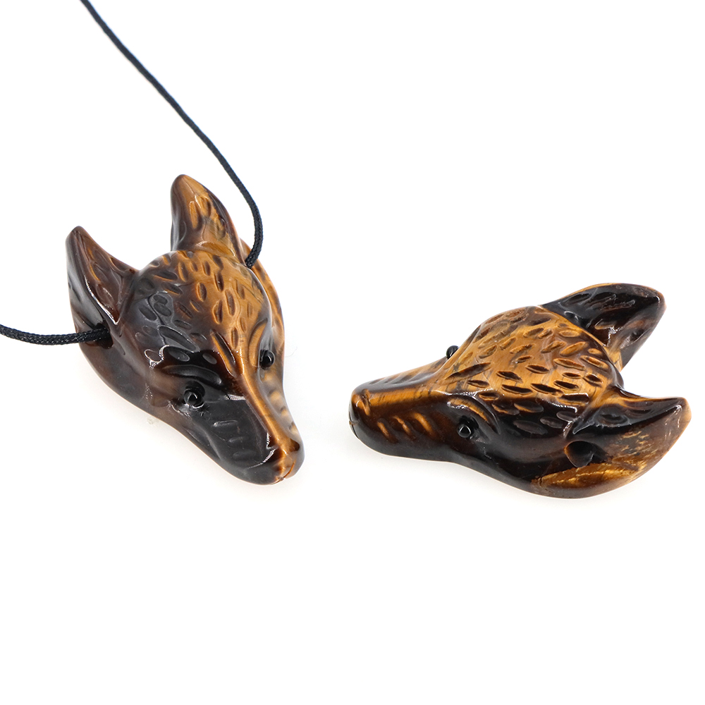 จี้หินรูปหัวหมาป่าขนาด 40 มม.  - Crystal Pendant Necklace Natural Stone บทวิจารณ์และราคา