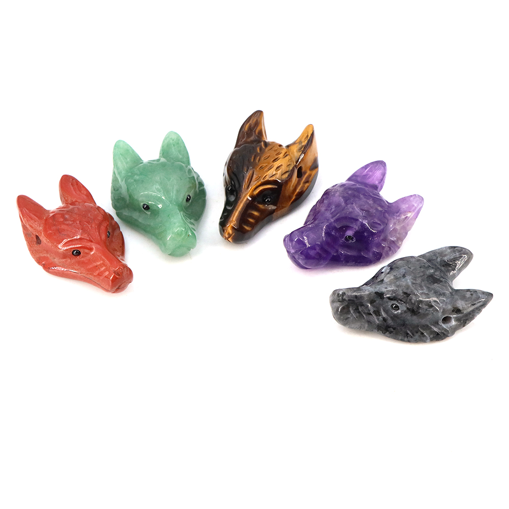 จี้หินรูปหัวหมาป่าขนาด 40 มม.  - Crystal Pendant Necklace Natural Stone บทวิจารณ์และราคา