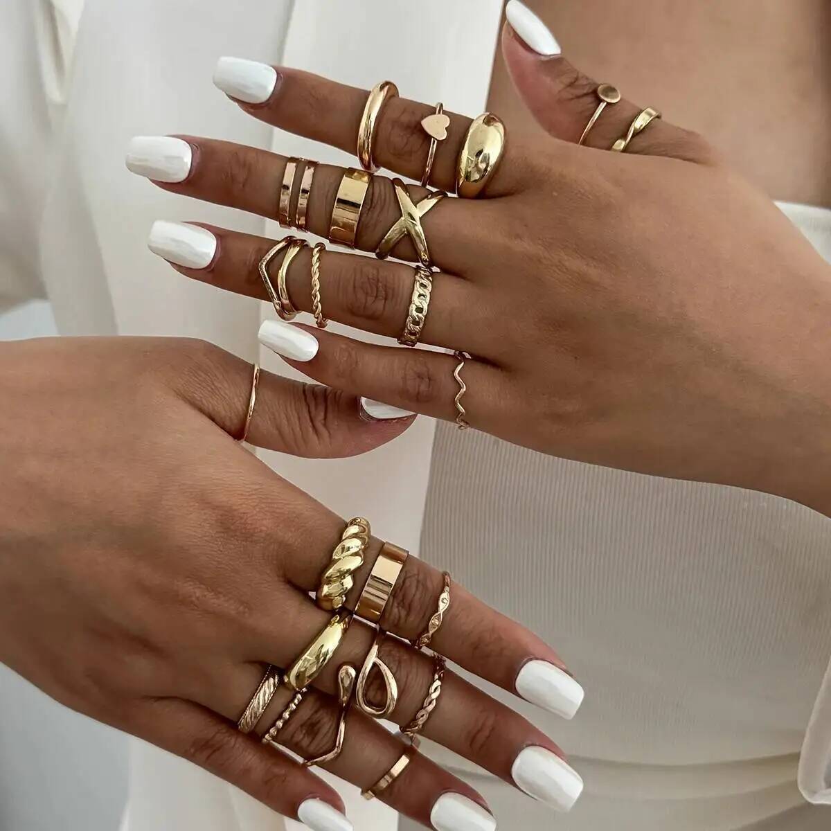 ชุดแหวนเปิดรูปทรงเรขาคณิตทันสม - Vintage Punk Knuckle Rings Set บทวิจารณ์และราคา