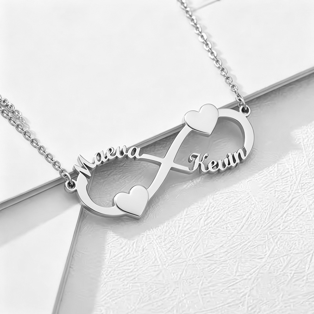 สร้อยคอชื่อสั่งทำ จี้รูปหัวใจอ - Custom Name Necklace Stainless Steel บทวิจารณ์และราคา