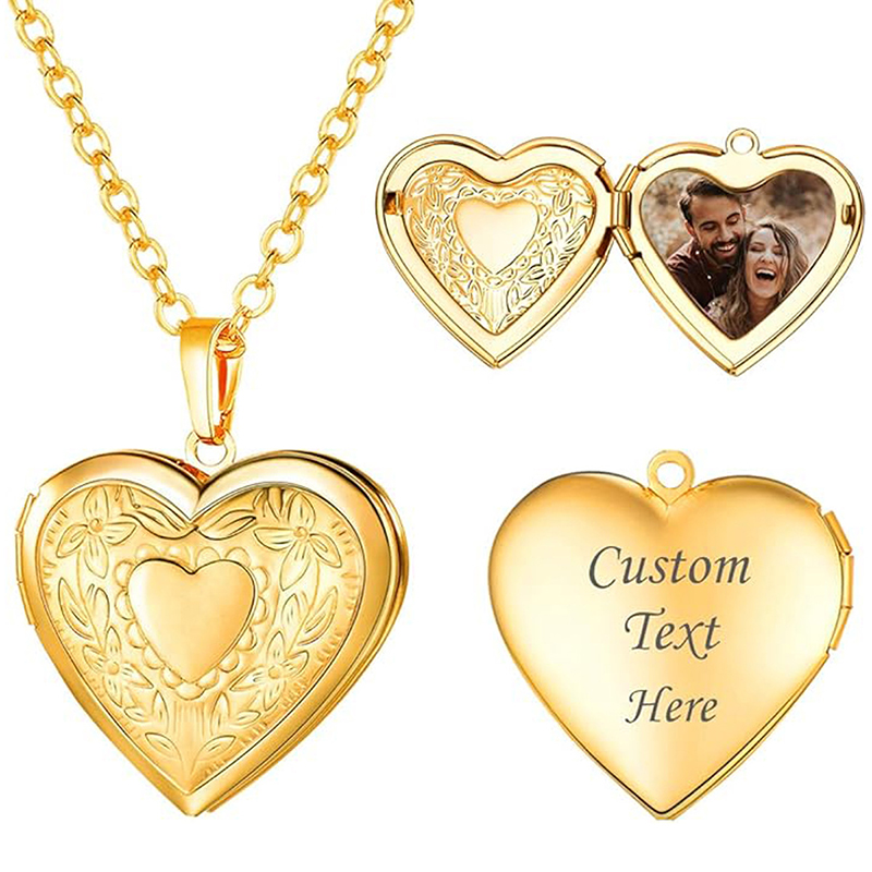 สร้อยคอจี้รูปหัวใจแบบสั่งทำพิเ - Heart Locket Necklace Photo บทวิจารณ์และราคา