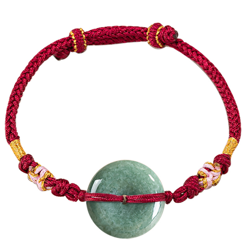 สีเขียวพม่า Jadeite Donut สร้อ - Bracelets บทวิจารณ์และราคา