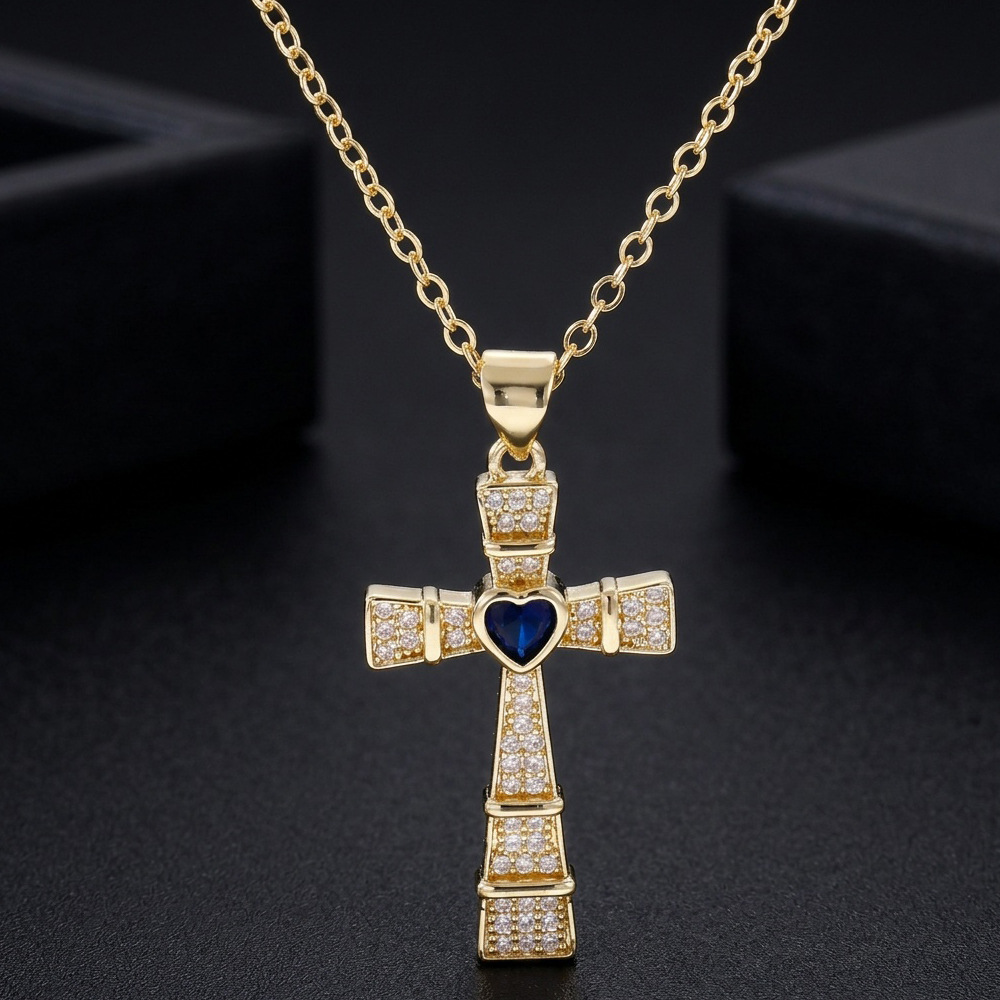 แฟชั่นคิวบิกเซอร์โคเนียสร้อยคอ - Cross Pendant Necklace Gold บทวิจารณ์และราคา