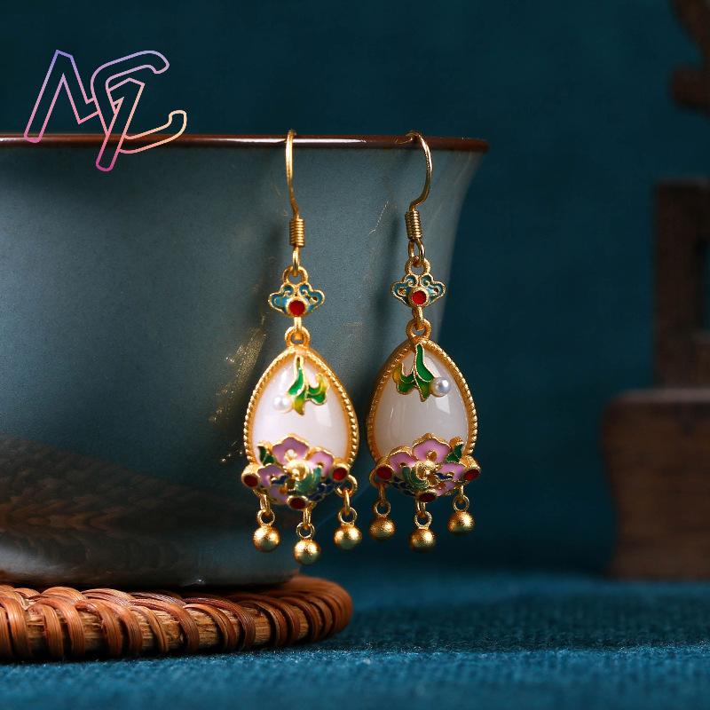 ต่างหูหยกธรรมชาติ ดีไซน์สวยงาม - Earrings บทวิจารณ์และราคา