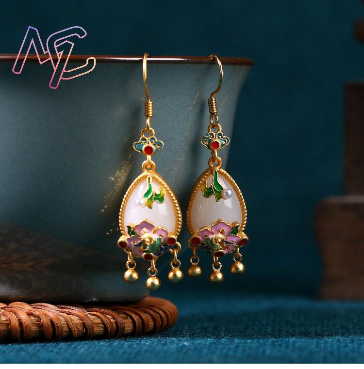 ต่างหูหยกธรรมชาติ ดีไซน์สวยงาม - Earrings บทวิจารณ์และราคา