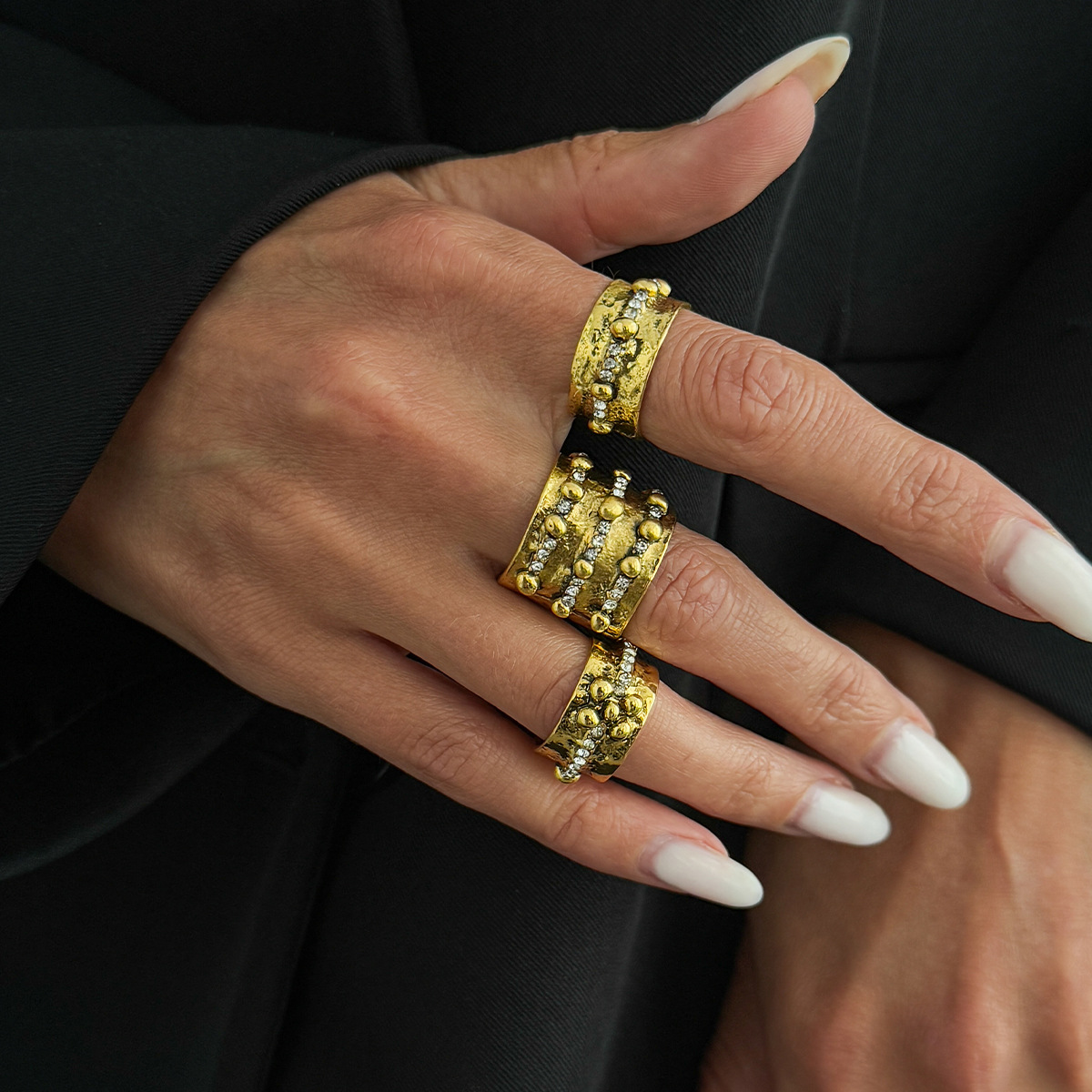 ชุดแหวนเปิดปรับขนาดได้ 3 วง ปร - Vintage Punk Knuckle Rings Set บทวิจารณ์และราคา