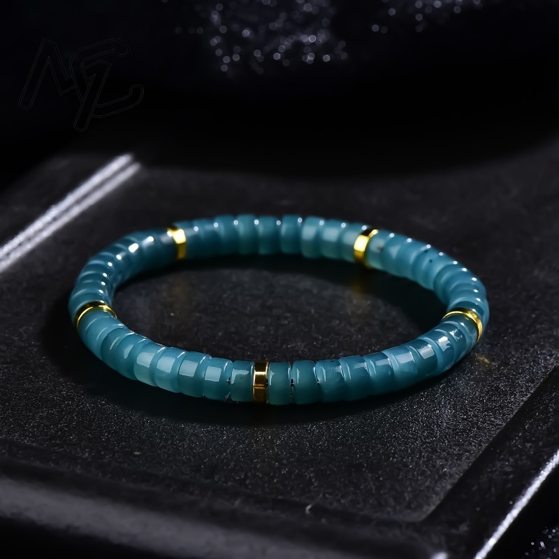 สร้อยข้อมือลูกปัดหยกธรรมชาติสี - Bracelets บทวิจารณ์และราคา
