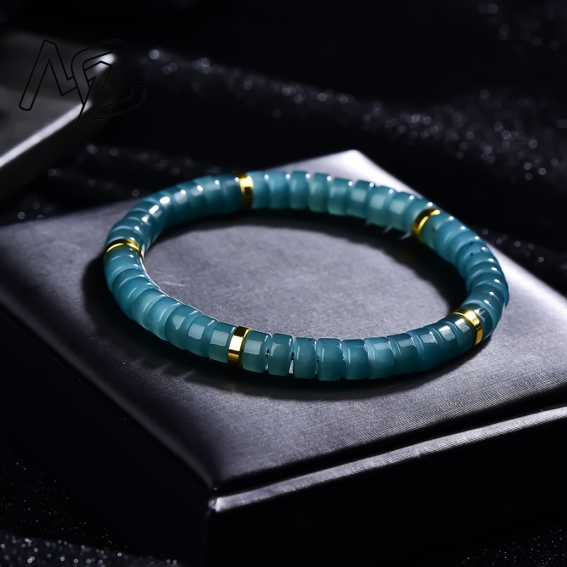 สร้อยข้อมือลูกปัดหยกธรรมชาติสี - Bracelets บทวิจารณ์และราคา
