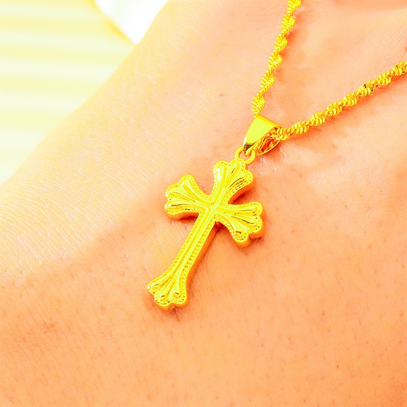 สร้อยคอทองคำแท้ 9999 24K ดีไซน - Cross Pendant Necklace Gold บทวิจารณ์และราคา